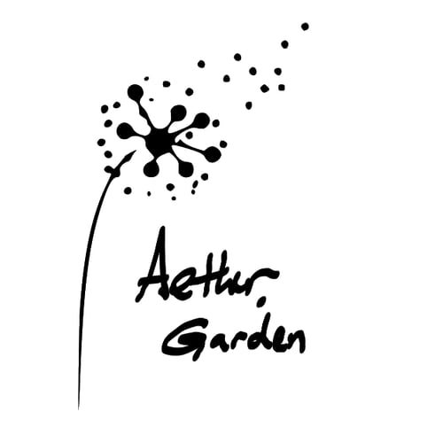 Aether Garden dandelion logo on a white background