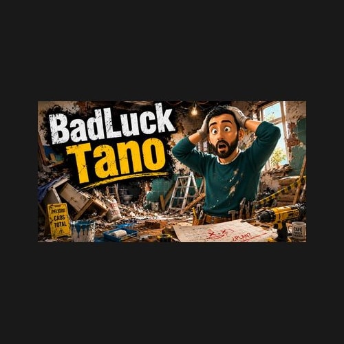BadLuck Tano cover with a surprised man among scattered papers