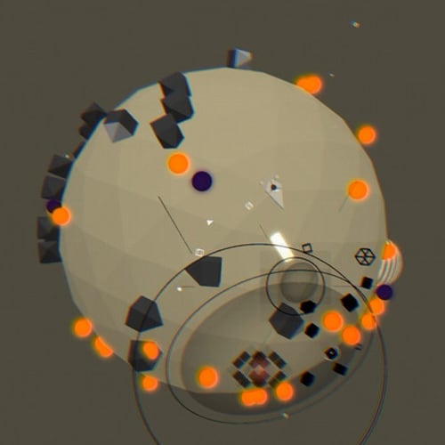 Top-down hacking puzzle with orange projectiles in HacK [C]omplete