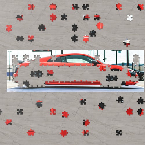 Jigsaw puzzle pieces surrounding an image in Jigsaw Puzzle Palace
