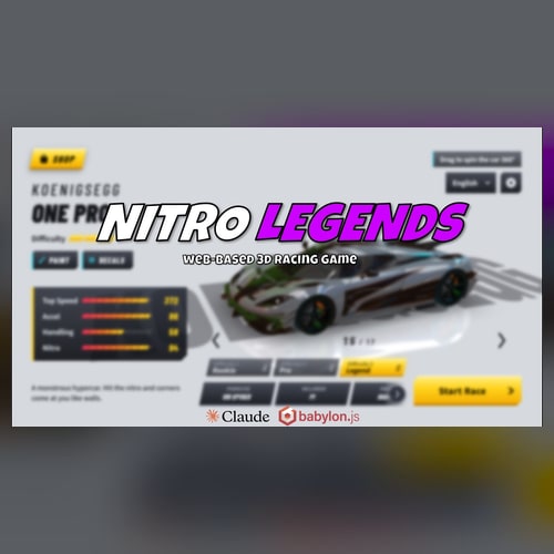 Nitro Legends logo above a sports car in the racing game garage