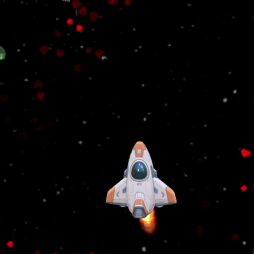 Spaceship flying toward monsters in Shu in Space