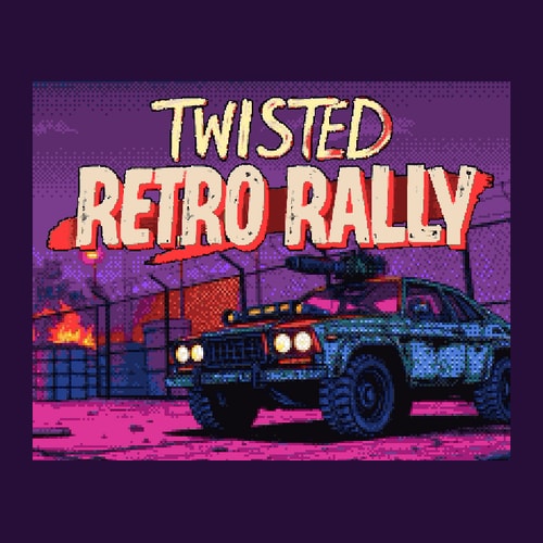 Twisted Retro Rally title over a combat car