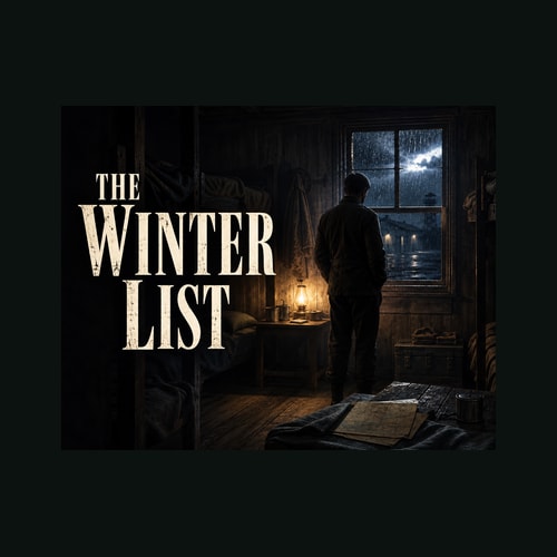 The Winter List cover with a figure looking out a dark window